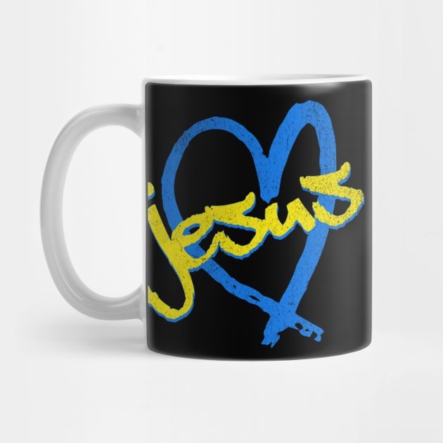 I Love Jesus Vintage 80's & 90's Yellow and Blue by Family journey with God